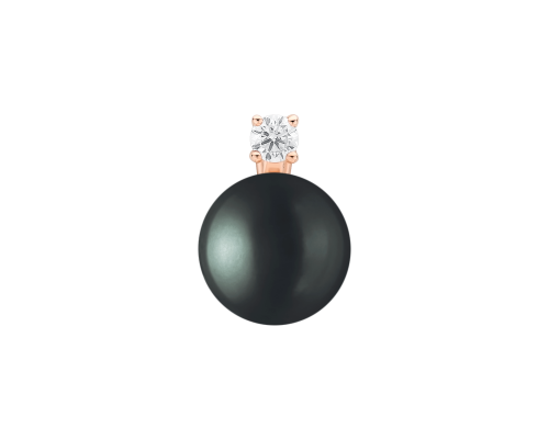 Pendant with pearls: freshwater, black, 9.5-10 мм — rose gold 585
