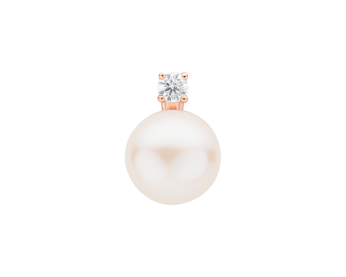 Pendant with pearls: freshwater, white, 9.5-10 мм — rose gold 585