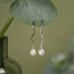 Stud earrings with pearls: freshwater, white, rice, 6.5-7 мм — rhodium plated silver