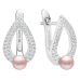 Latch back earrings with pearls: freshwater, lavender, semi-round, 4.5-5 мм — rhodium plated silver 925