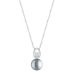 Pendant necklace with pearls: freshwater, gray, semi-round, 9.5-10 мм — rhodium plated silver 925