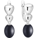 Latch back earrings with pearls: freshwater, black, rice, 7-7.5 мм — rhodium plated silver 925