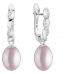 Latch back earrings with pearls: freshwater, lavender, rice, 8-8.5 мм — rhodium plated silver 925