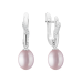 Latch back earrings with pearls: freshwater, lavender, rice, 7.5-8 мм — rhodium plated silver