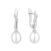 Latch back earrings with pearls: freshwater, white, rice, 7.5-8 мм — rhodium plated silver