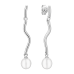 Stud earrings with pearls: freshwater, white, rice, 6.5-7 мм — rhodium plated silver
