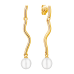 Stud earrings with pearls: freshwater, white, rice, 6.5-7 мм — 14K yellow plated 925 sterling silver
