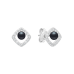 Stud earrings with pearls: freshwater, black, semi-round, 3.5-4 мм — rhodium plated silver