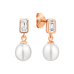 Stud earrings with pearls: freshwater, white, rice, 7-7.5 мм — 14K rose gold plated 925 sterling silver