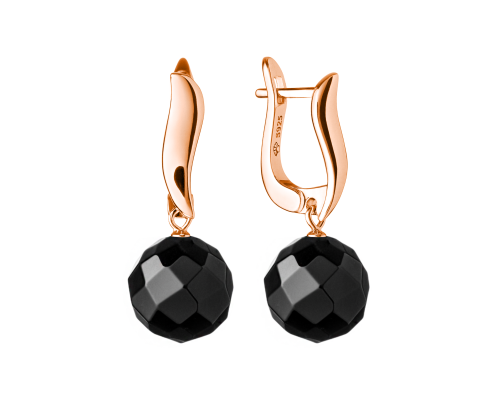 Semi-precious earrings: onyx — 14K rose gold plated 925 sterling silver